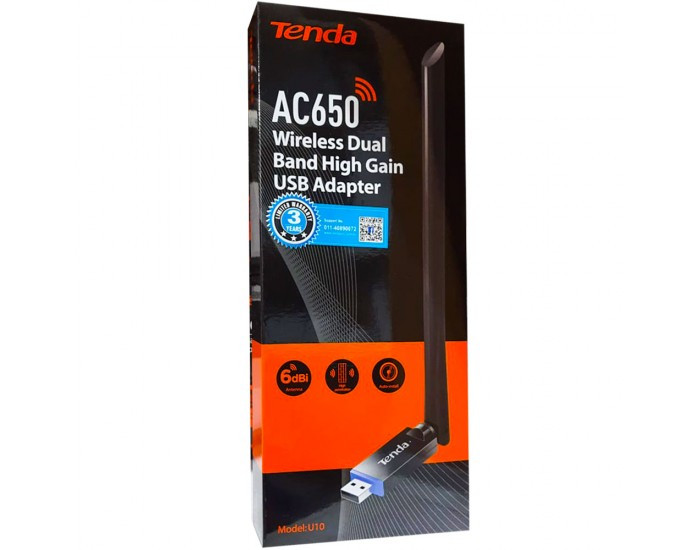 TENDA USB WIFI ADAPTER AC650 DUAL BAND 100MBPS (U10)