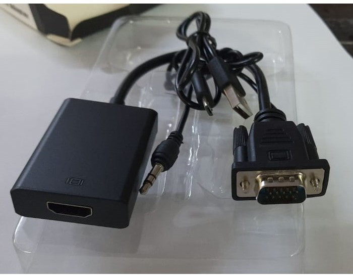 VGA TO HDMI (MALE TO FEMALE) CONVERTER WITH AUDIO & USB CABLE (HEAVY)