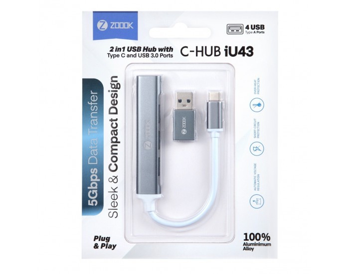 ZOOOK USB | TYPE C HUB 4 PORT 3.0 (C-HUB IU43)