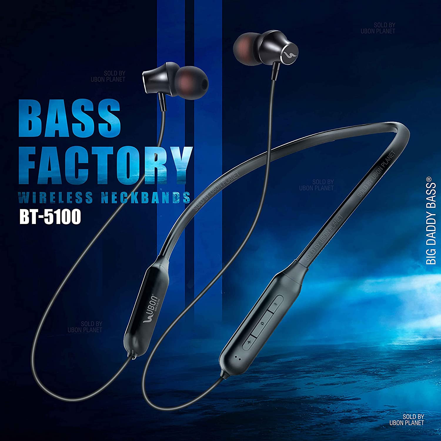 UBON BT-5100 TRULY WIRELESS BLUETOOTH IN EAR NECKBAND EARPHONE WITH MIC (BLACK)