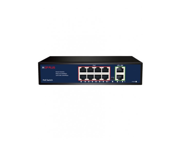 CPPLUS POE SWITCH 8 PORT (8 NORMAL + 2 GIGA UPLINK)