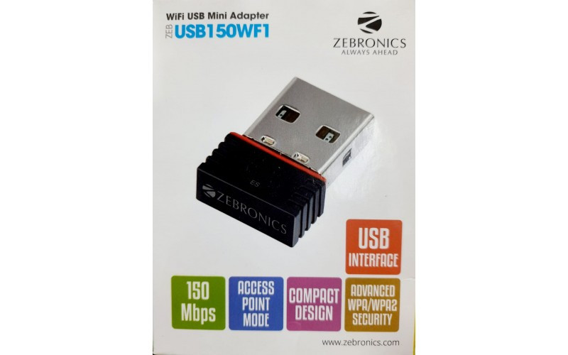 ZEBRONICS USB WIFI ADAPTER 150 MBPS (USB150WF1)