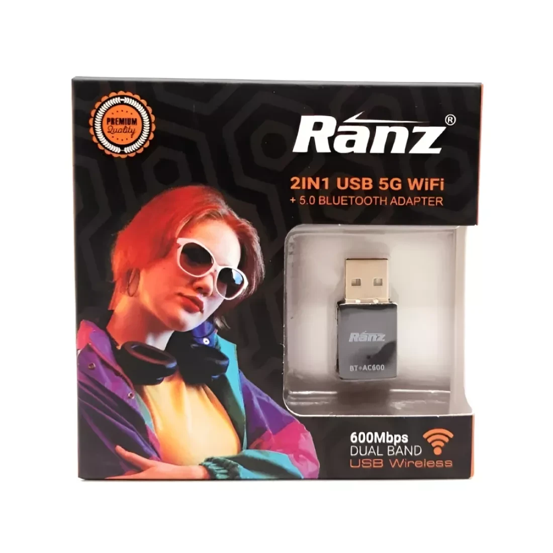 Ranz Usb To Wi-Fi Dongle Adapter 600 Mbps Dual Band With Bluetooth