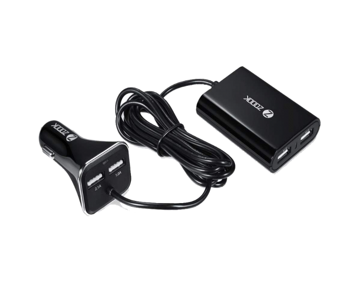 ZOOOK USB CAR CHARGER 4 USB PORT WITH REAR SEAT EXTENSION