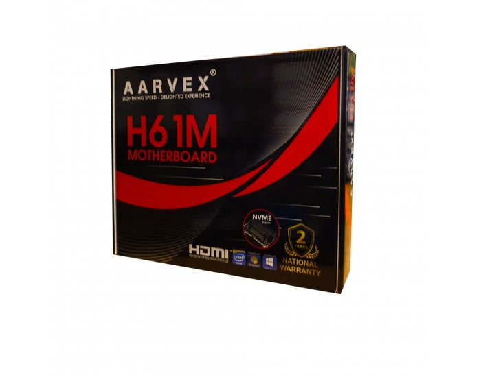 AARVEX MOTHERBOARD 61 (H61M) DDR3 (FOR INTEL) WITH NVME SLOT