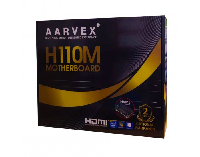 AARVEX MOTHERBOARD 110 (H110M) (FOR INTEL) DDR4 WITH NVME SLOT