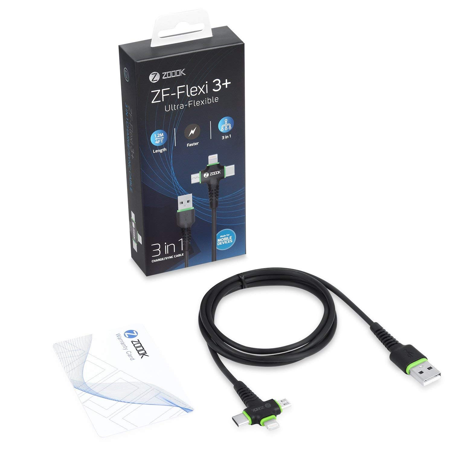 ZOOOK DATA CHARGING CABLE 3 IN 1 (FLEXI 3+)