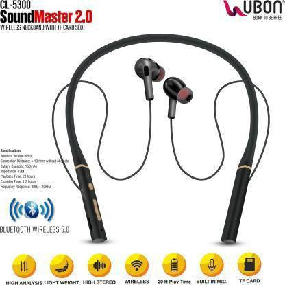 VINGAJOY CL-5300 WIRELESS NECKBAND BLUETOOTH WITHOUT MIC HEADSET (BLACK, TRUE WIRELESS)
