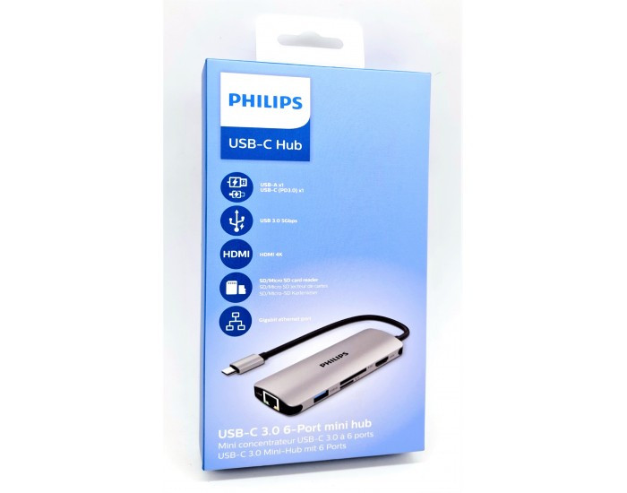PHILIPS TYPE C HUB DOCK 6 IN 1 (USB | HDMI | SD | TFT | TYPE C | LAN ) DLK5526CG