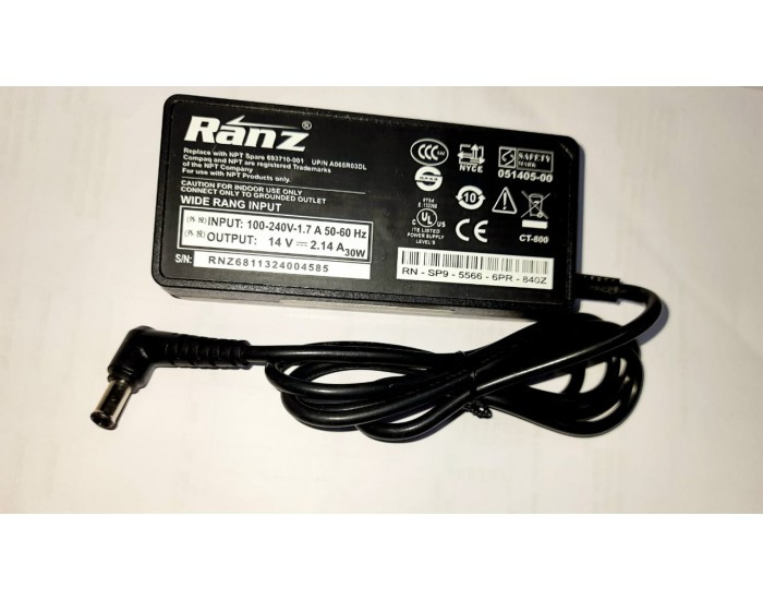 RANZ ADAPTER FOR LED 14V/2.14A 30W (WITHOUT POWER CABLE)