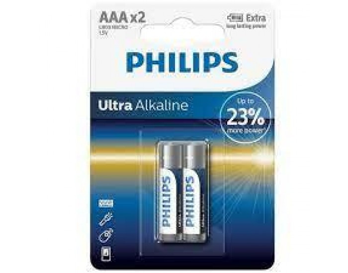 PHILIPS ALKALINE AAAX2 BATTERIES (PACK OF 2)