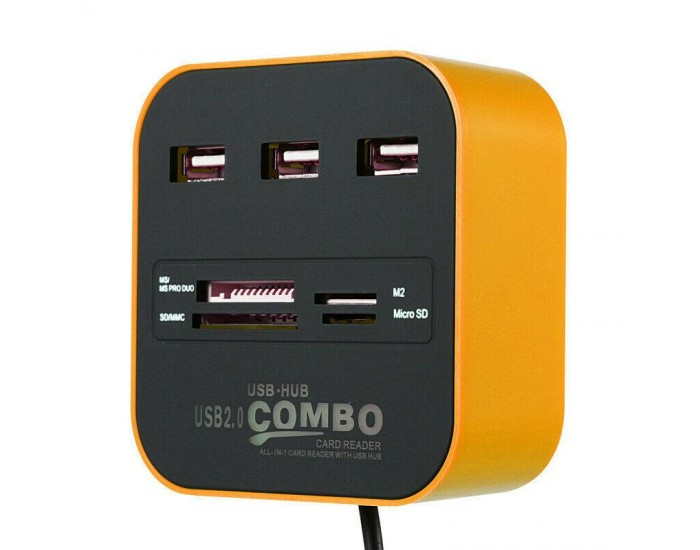 USB HUB 3 PORT 2.0 (TRAVEL HUB) WITH CARD READER (OEM)
