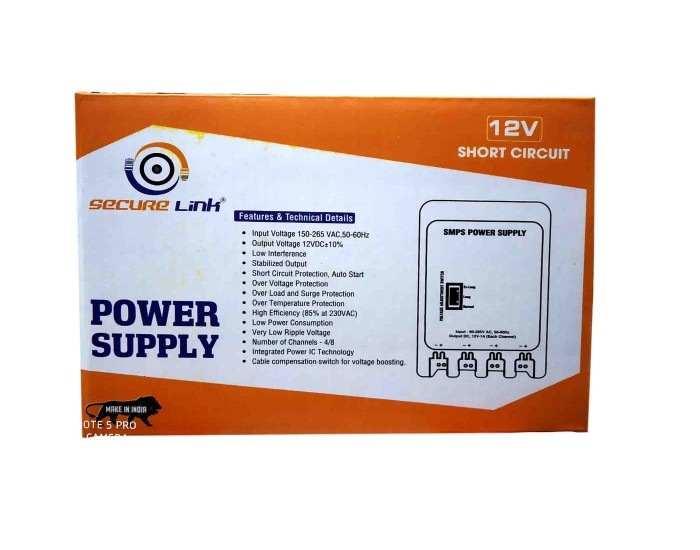 SECURELINK CCTV POWER SUPPLY 4CH METAL (SINGLE OUTPUT) 12V/4A