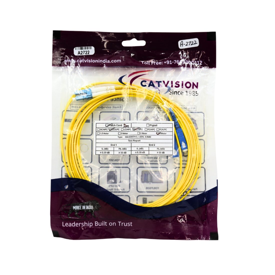 CATVISION FIBER PATCH CORD Sc-Lc DUPLEX 2mm 5m