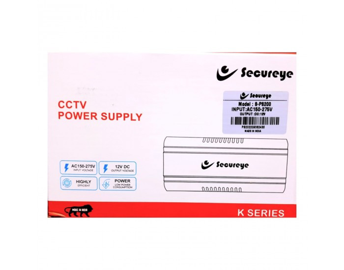 SECUREYE CCTV POWER SUPPLY 8CH METAL (SINGLE OUTPUT) DC 12V/4A