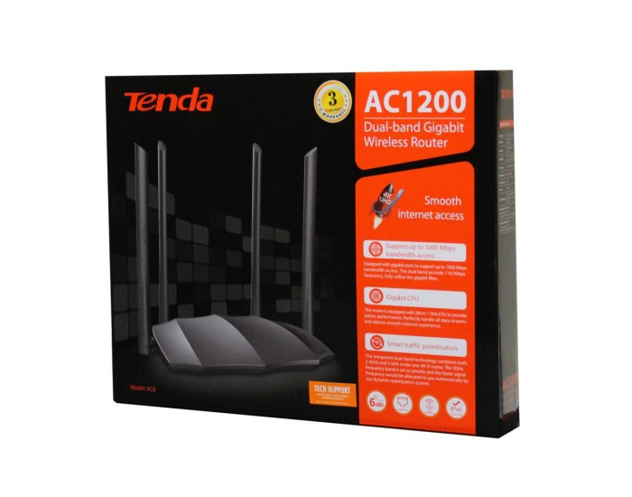 TENDA WIRELESS ROUTER DUAL BAND GIGA (AC8) 1200 MBPS