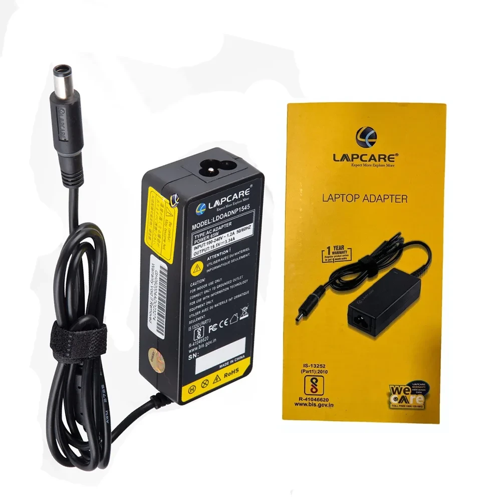 Lapcare Laptop Adapter Compatible For Dell 65w | 19.5v/3.34a | 7.4mm x 5.0mm