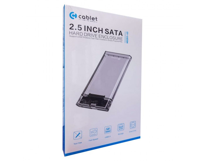 CABLET SSD SATA CASING 2.5" 3.0 HD2511 (TRANSPARENT)