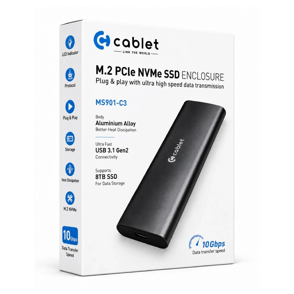 Cablet SSD Casing M.2 | NVMe Enclosure Type-C (MS901-C3)