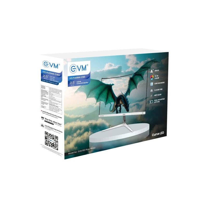 EVM LED Monitor 22" Curved FHD IPS 100Hz with HDMI | VGA | Speaker (Plasma 160)
