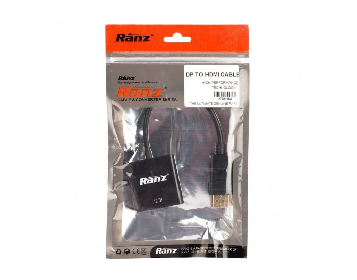 RANZ DISPLAY PORT TO HDMI CONVERTER (MALE TO FEMALE)