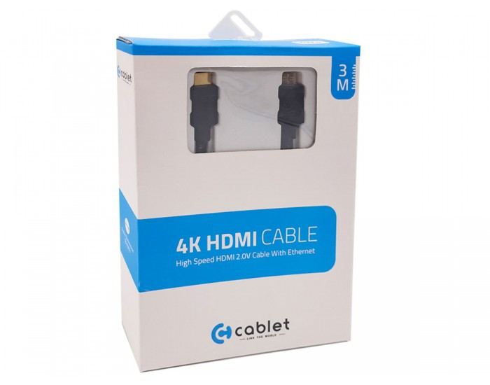 CABLET HDMI CABLE 3M 4K 60HZ 1080P WITH ETHERNET 18GB/S SPEED