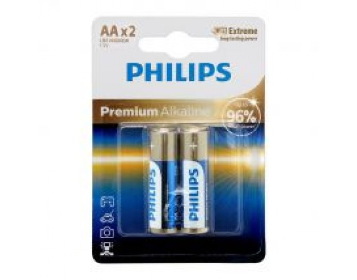 PHILIPS ALKALINE AAX2 BATTERIES (PACK OF 2)