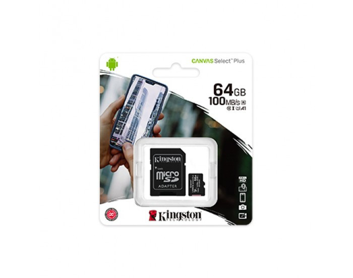 KINGSTON MICRO SD 64GB MEMORY CARD CLASS 10 (CANVAS SELECT PLUS)