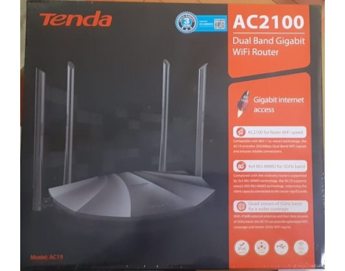 TENDA WIRELESS ROUTER DUAL BAND GIGA AC19 2100 MBPS